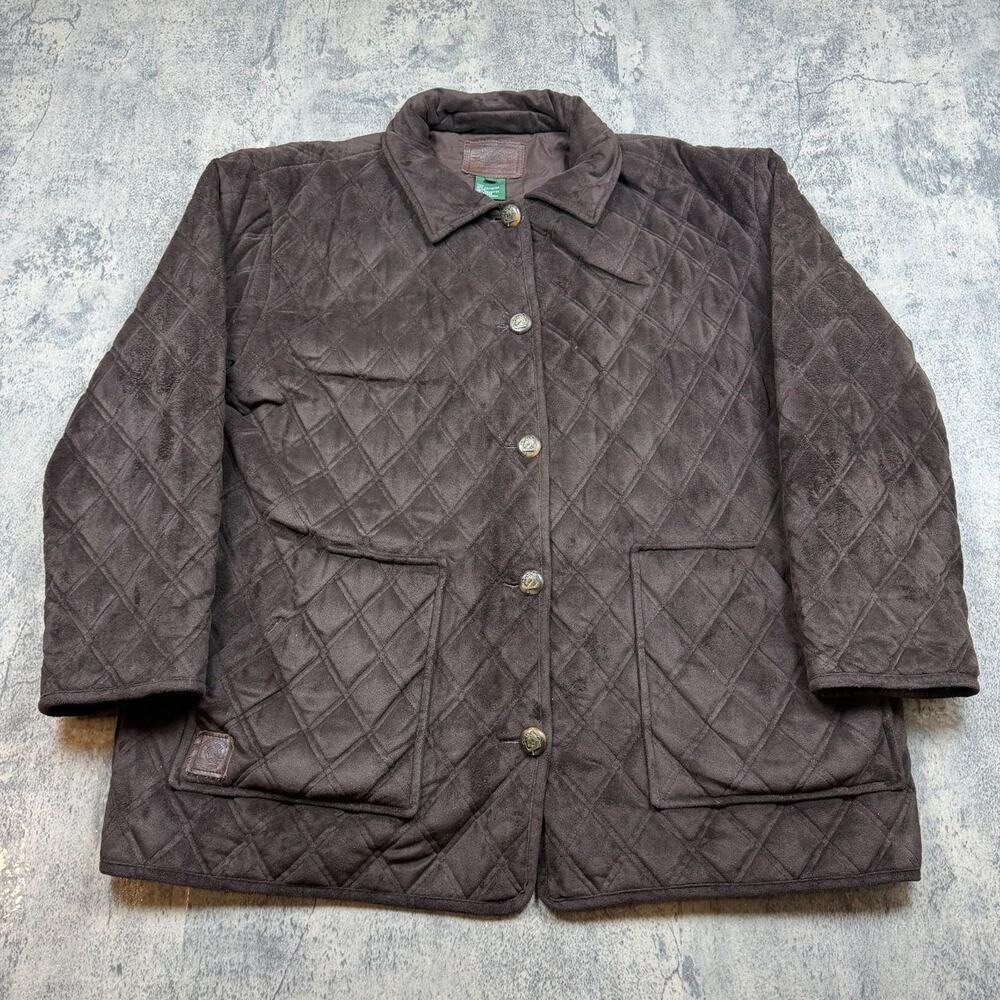 Vintage Lauren Ralph Lauren Barn Jacket Equestrian Faux Suede Quilted Womens XL